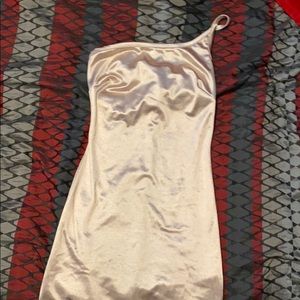 Satin gold mini dress